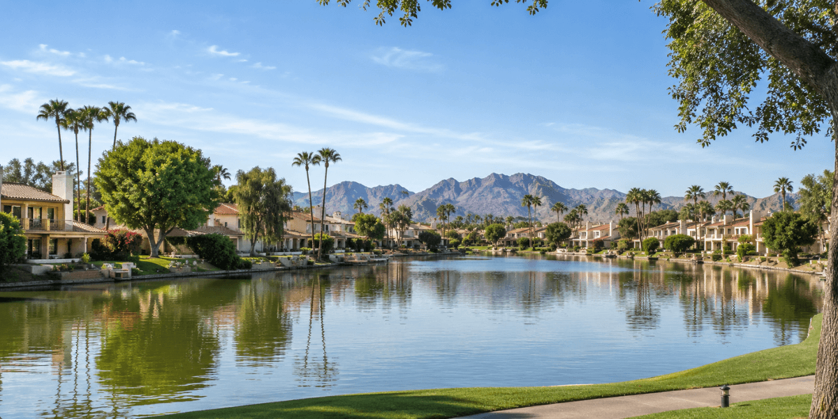scottsdale waterfront townhomes with views of the water from patios and balconies