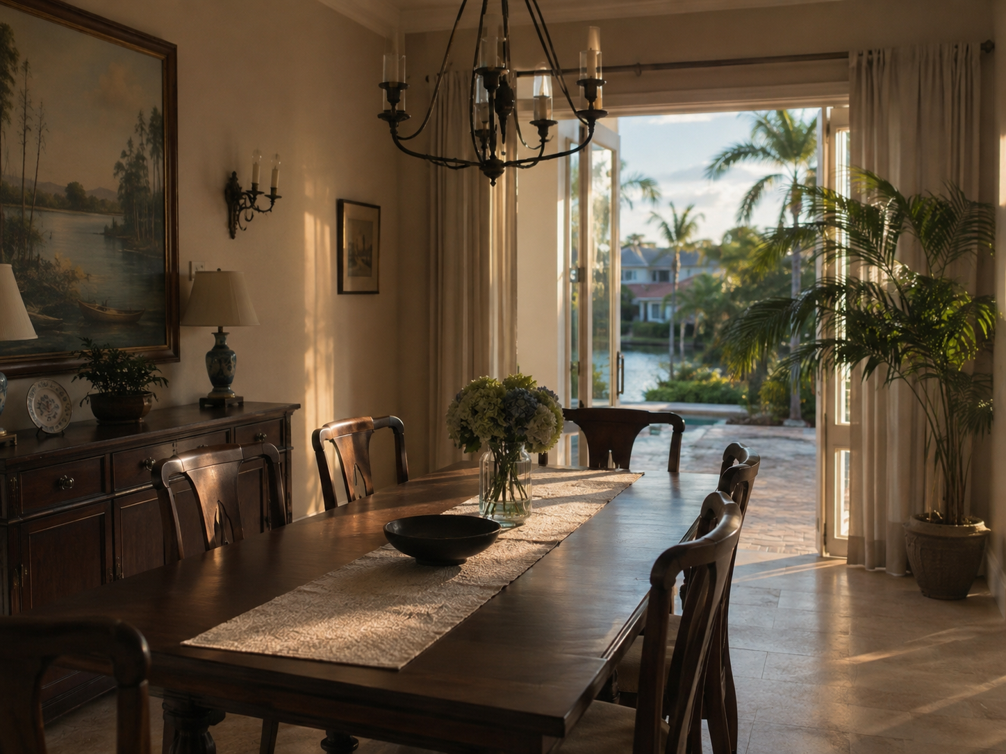 A photorealistic interior scene inside a well-maintained Boca Raton residence, captured in late-afternoon light. The composition reflects the stillness of a household at the threshold of a major financial and lifestyle decision &mdash; specifically the moment when a Palm Beach County homeowner begins to consider what their equity position actually means for a future move. The scene carries emotional weight without explicit transition cues, appropriate for content addressing the gap between equity awareness and equity clarity in simplifying ownership decisions.