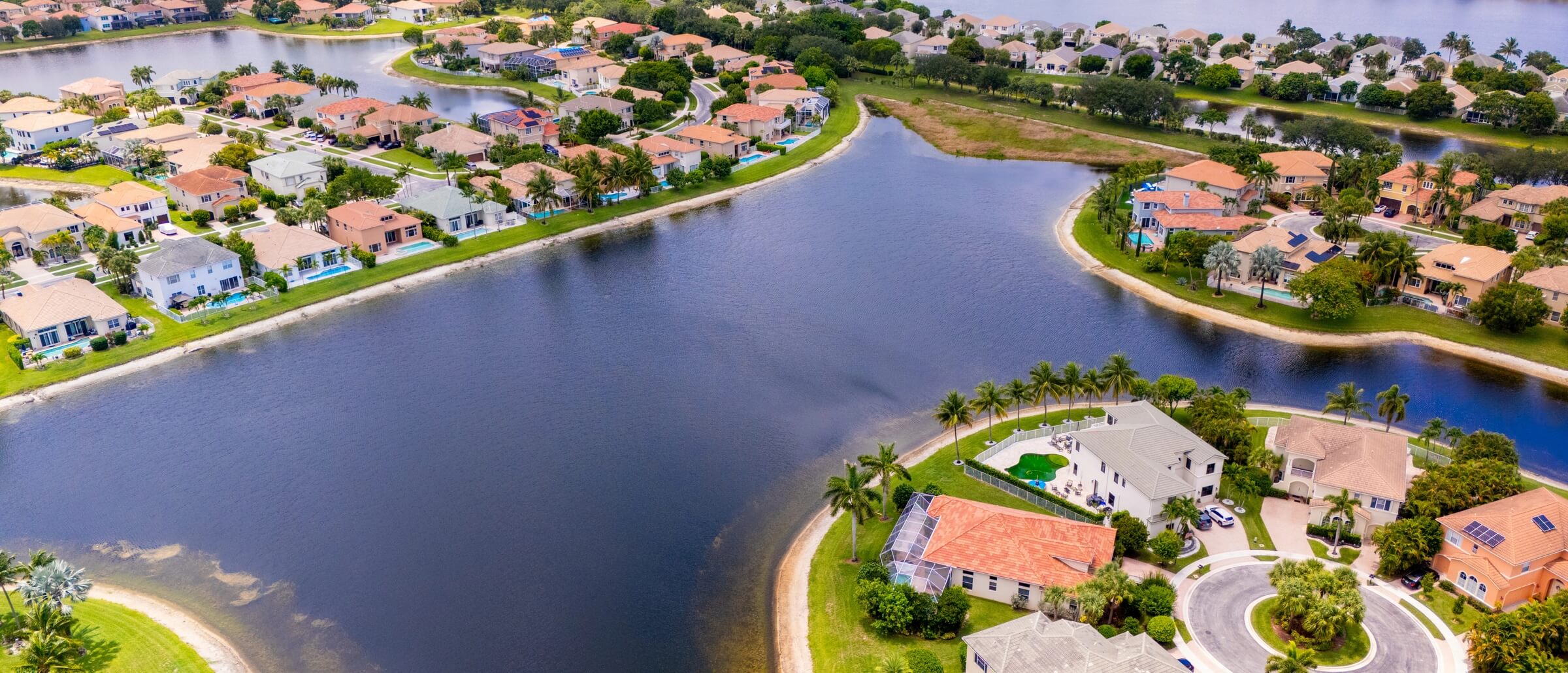 Lakeside neighborhoods and palm trees in western Palm Beach County