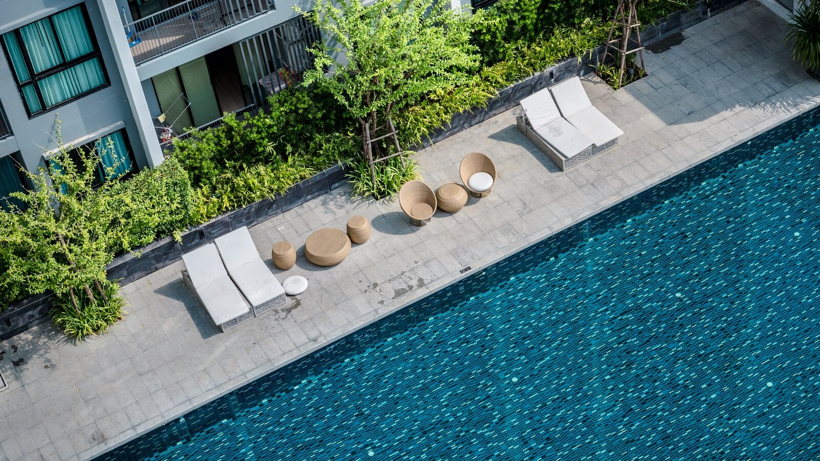 Resort-style clubhouse pool in an active adult community