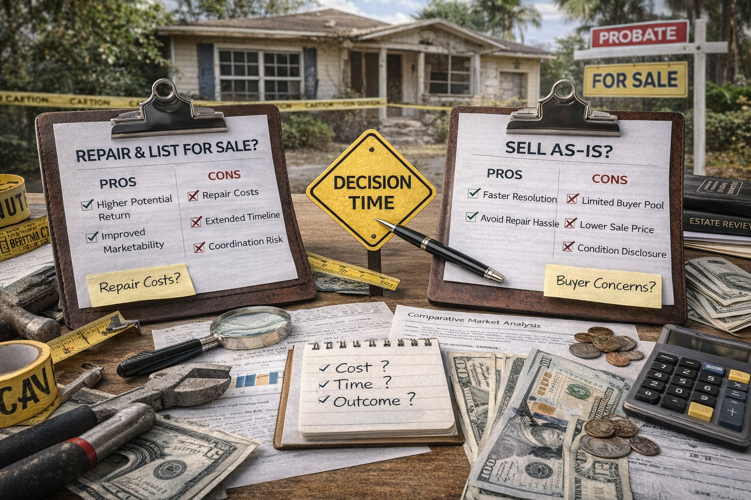Florida probate property authority decision showing legal documents, personal representative role, and real estate sale process