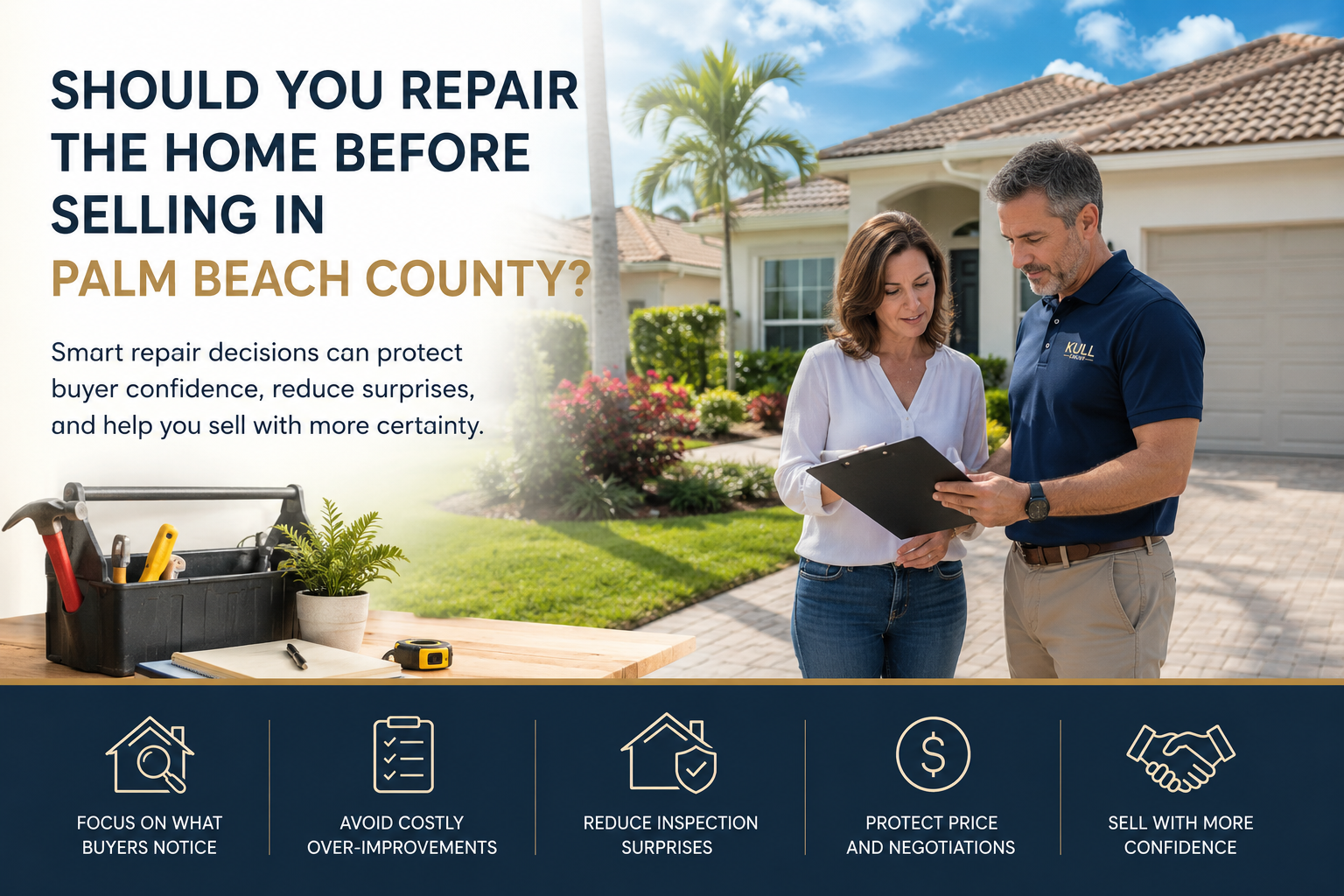 Palm Beach County homeowner reviewing repair decisions and home preparation before listing a property for sale.