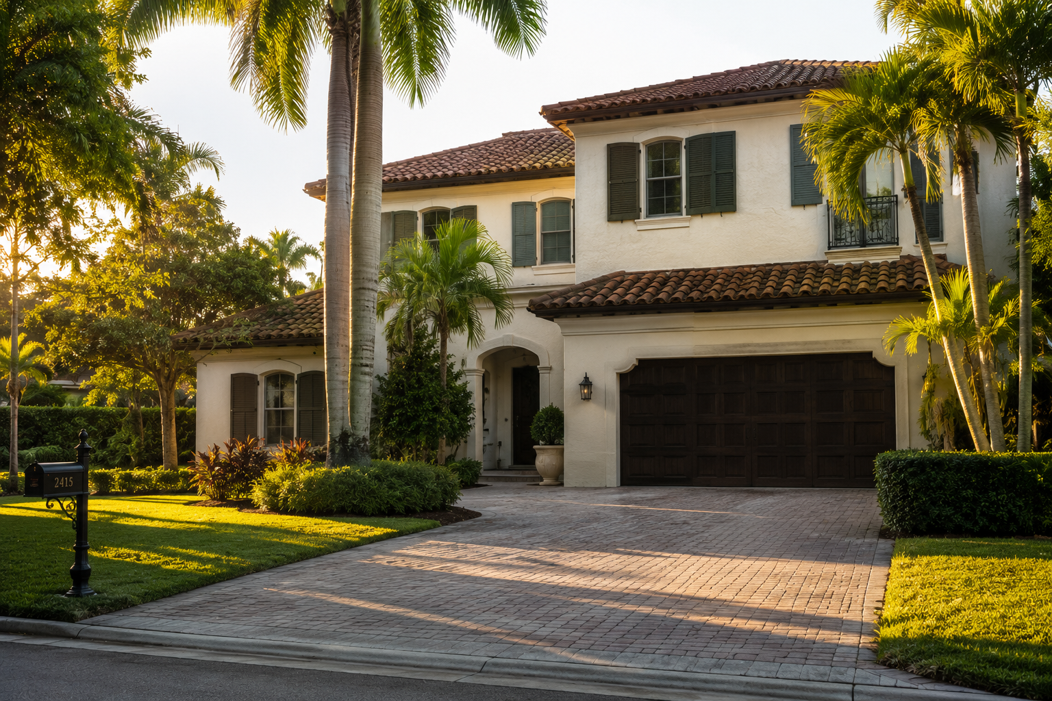 A well-maintained West Palm Beach residential property photographed in late afternoon, conveying the particular stillness of a home caught in transition during a divorce proceeding. The image reflects the distinct complexity of South Florida divorce real estate — where equitable distribution law, accumulated equity, and major homeowner transitions converge in Palm Beach County's singular market environment. The composition emphasizes quiet weight rather than visible distress, consistent with the behavioral reality that most ownership decisions surface gradually rather than dramatically.