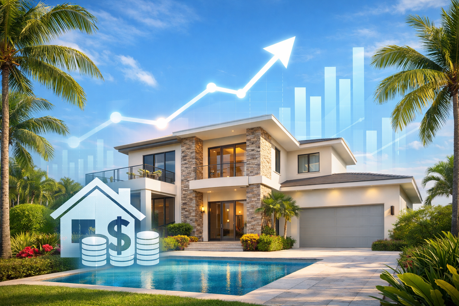 South Florida home with financial documents representing home equity strategies and property value growth