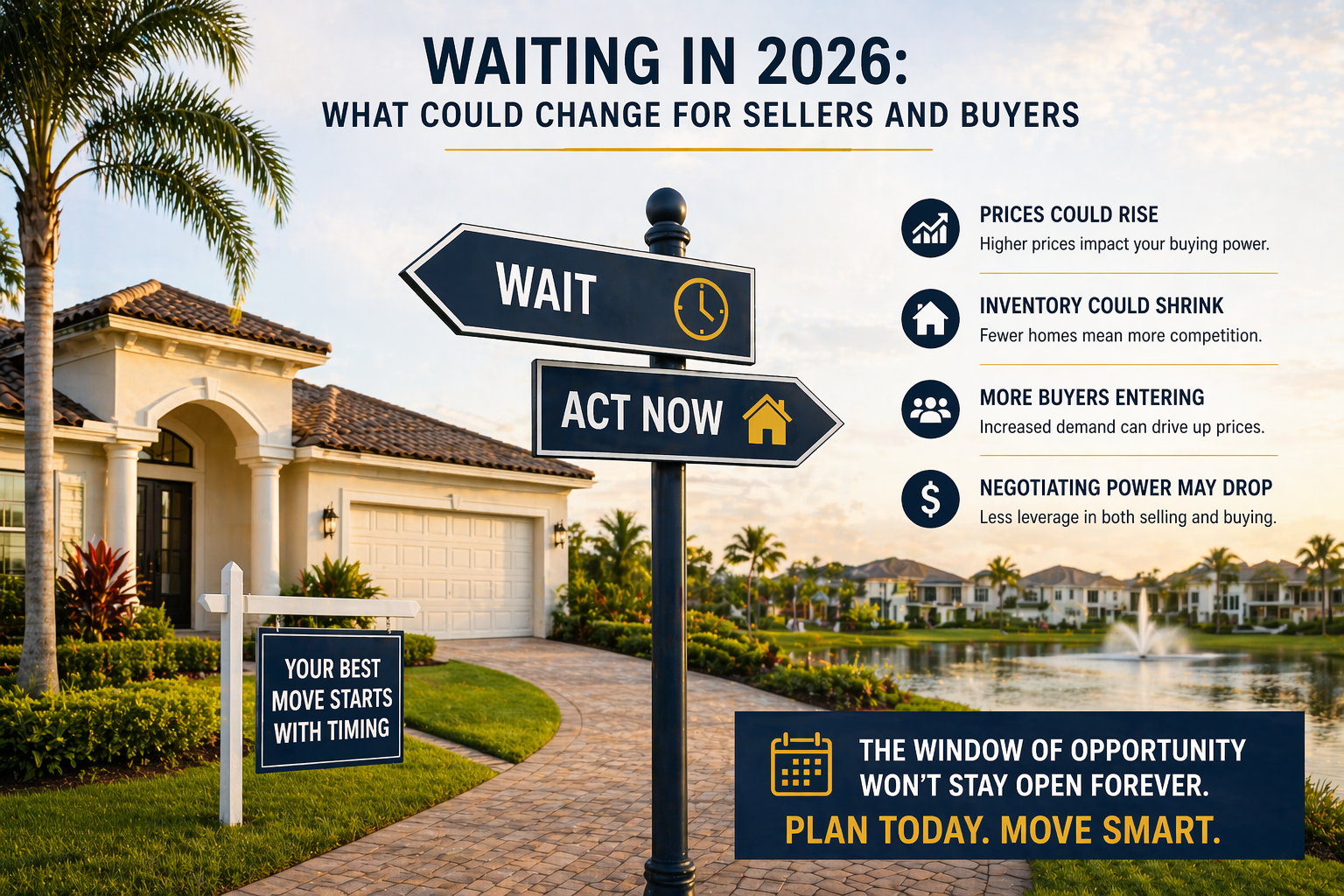South Florida home with calm exterior representing decision to wait versus act in real estate market timing