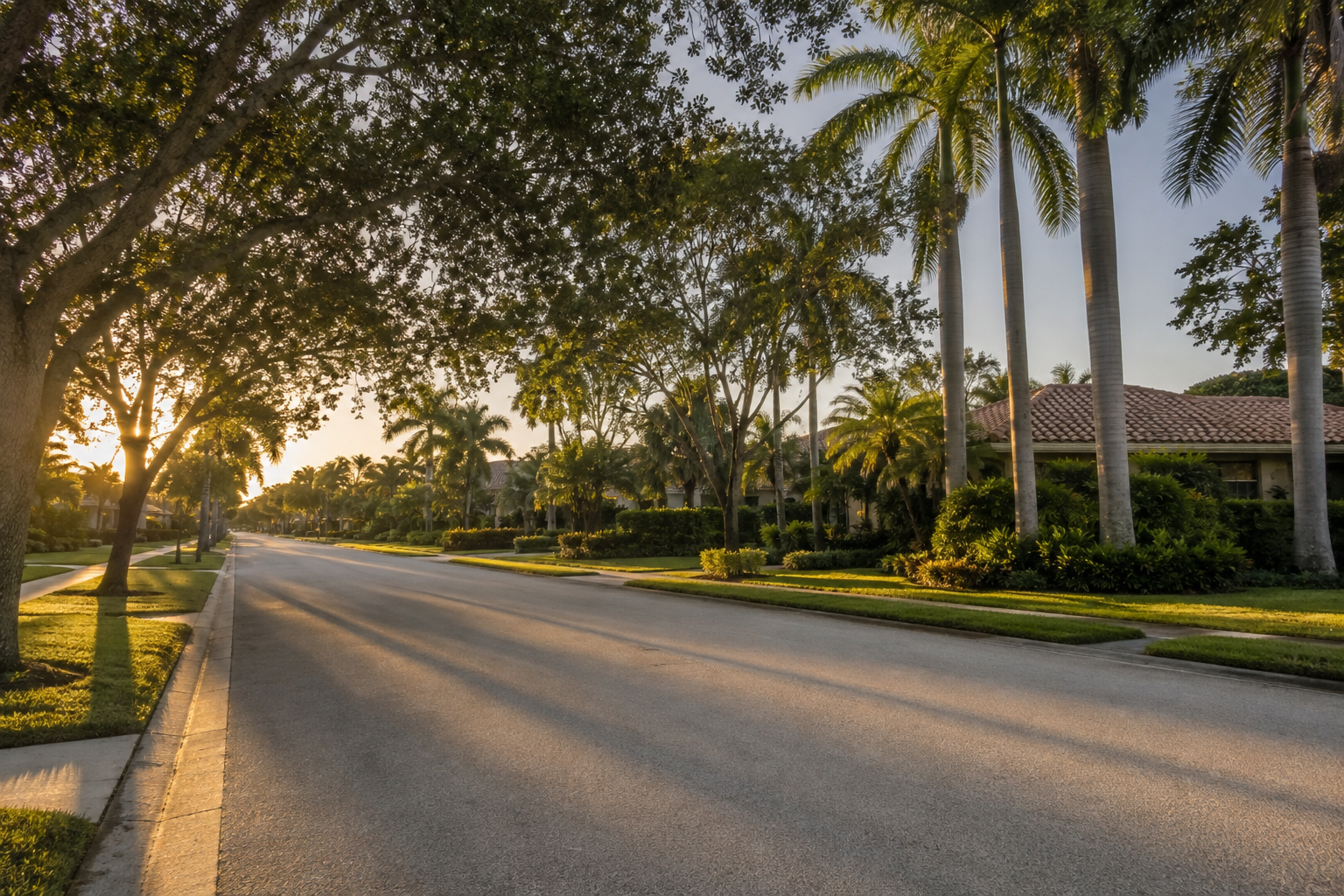 Early-morning Palm Beach County residential street supporting a blog on distinguishing an active housing question from an anticipatory one, using observable conditions rather than urgency.