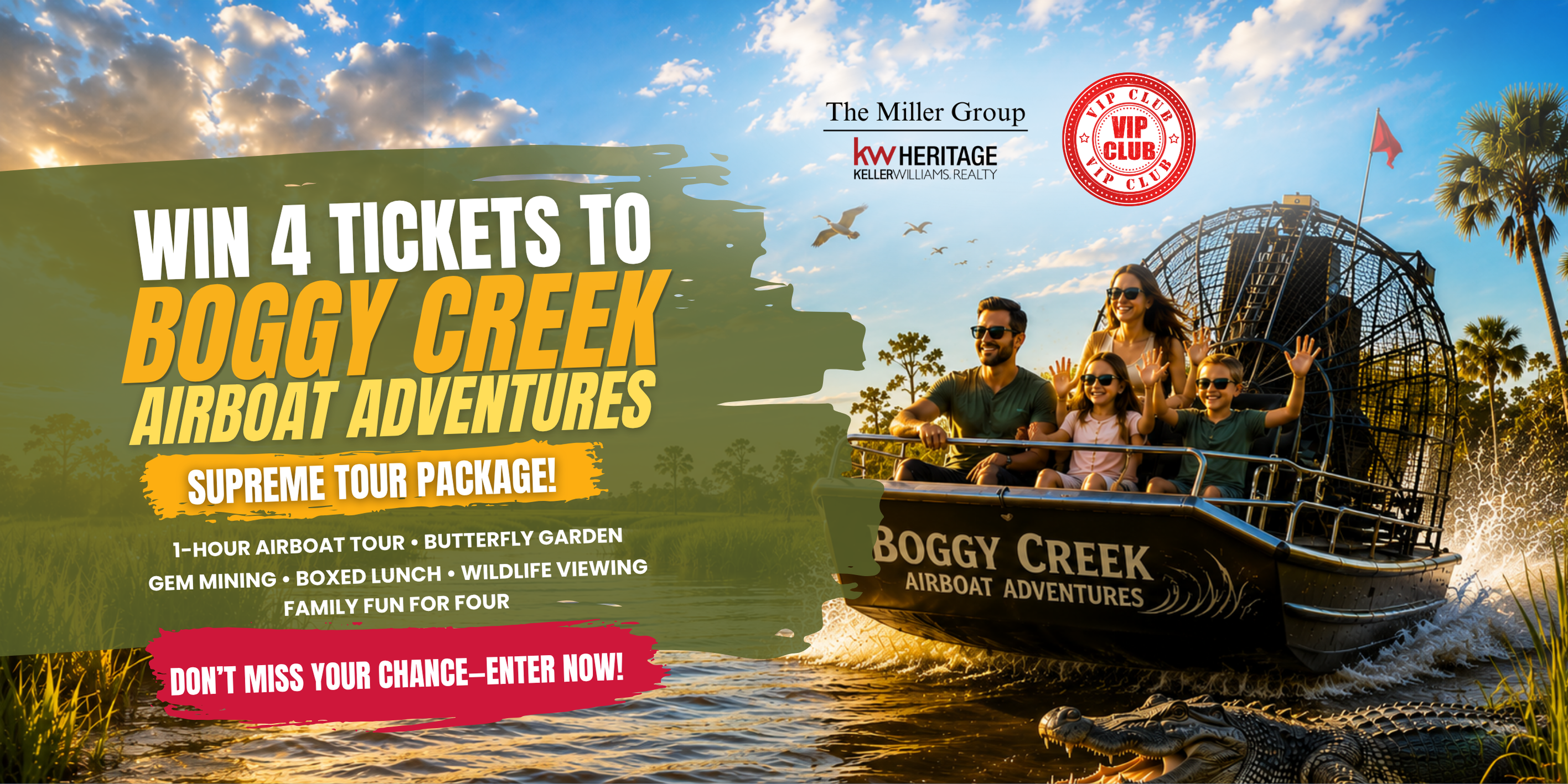 VIP Club Boggy Creek Airboat Adventures Giveaway Banner