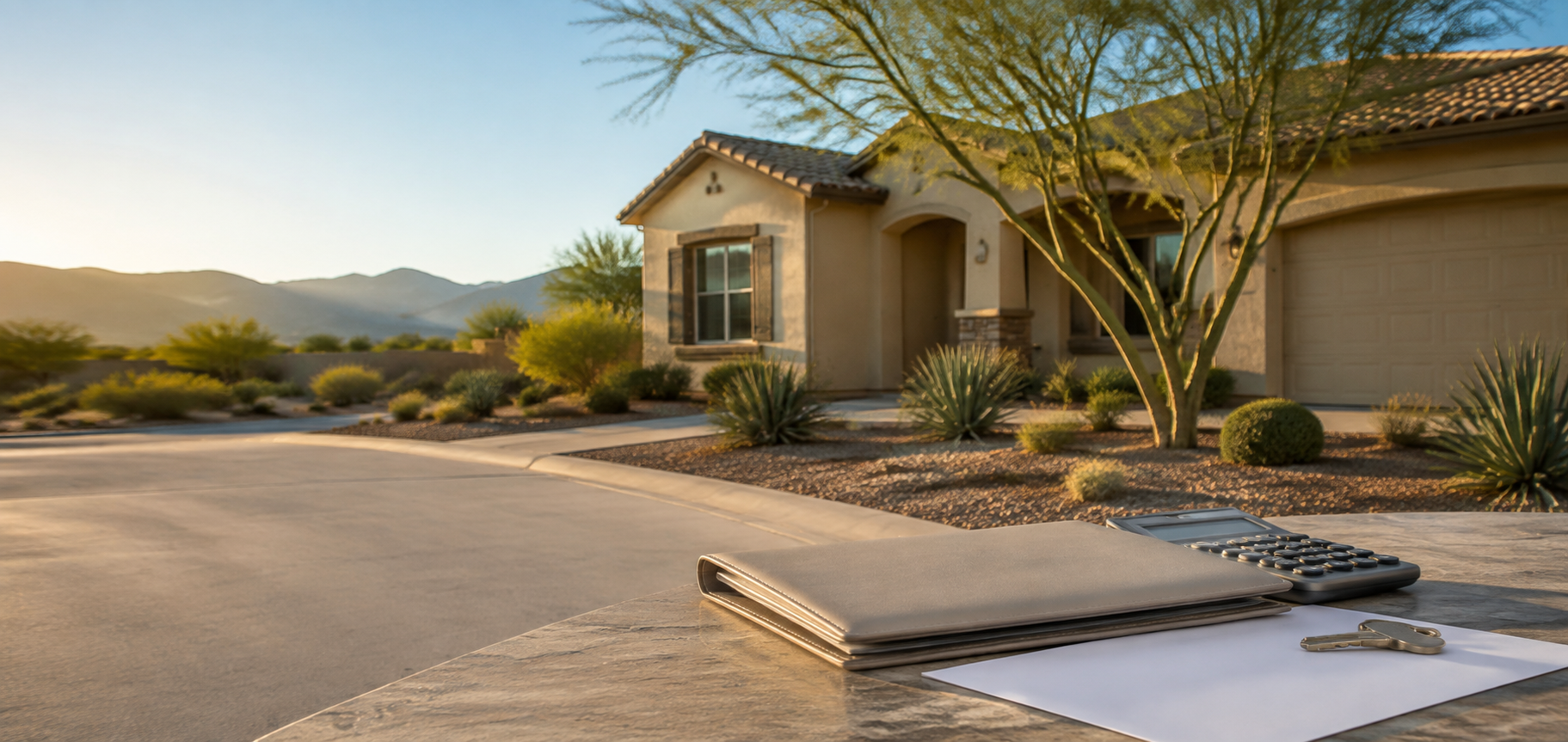Arizona home and financial documents representing the short-sale process for homeowners