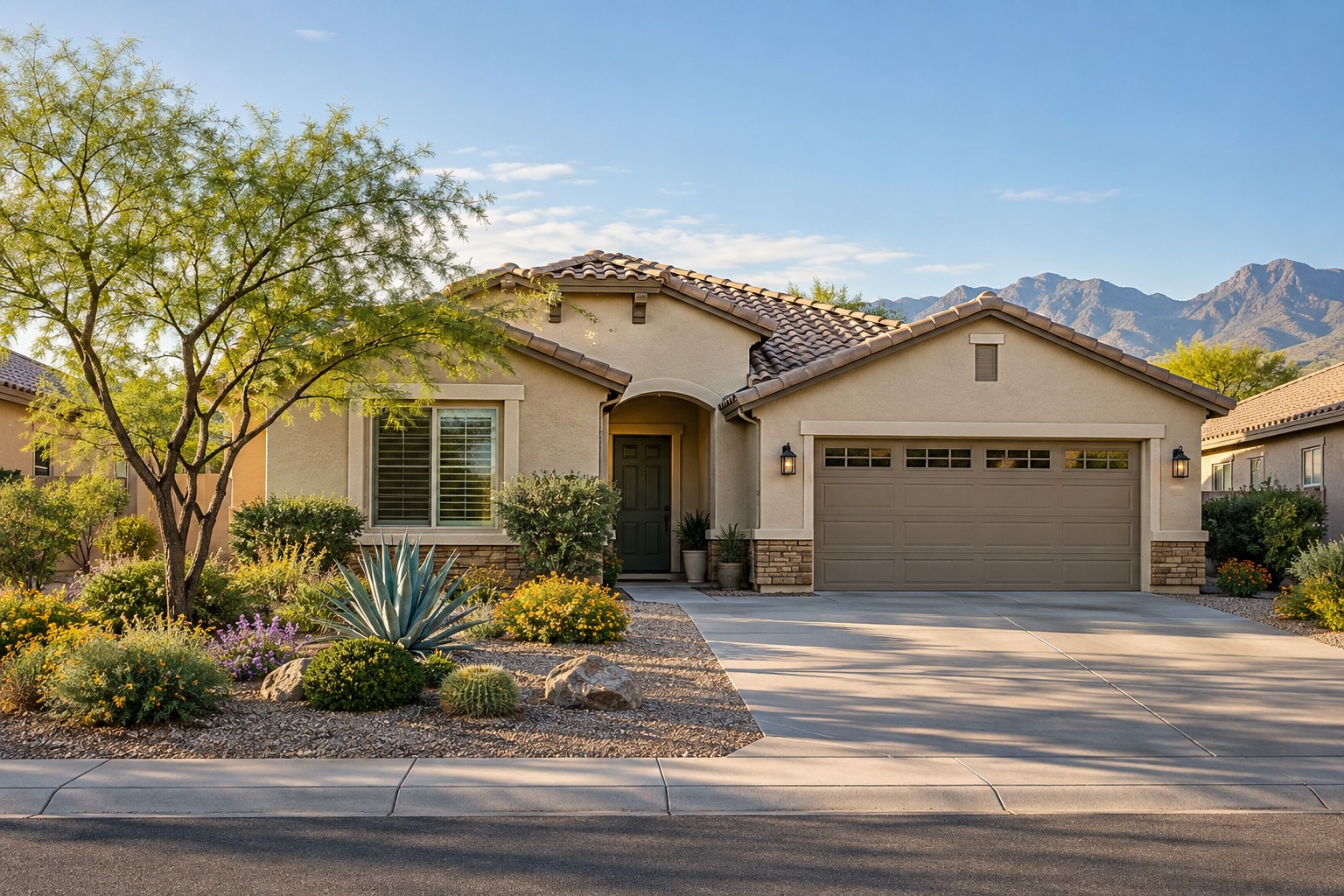 Illustration of a West Valley home with desert landscaping