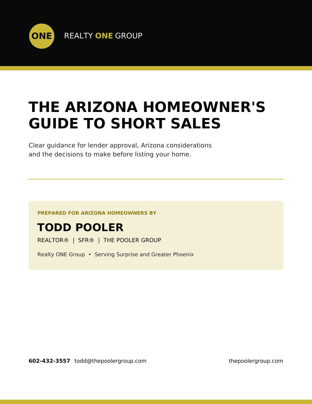 Cover of Todd Pooler&rsquo;s Arizona Homeowner&rsquo;s Guide to Short Sales