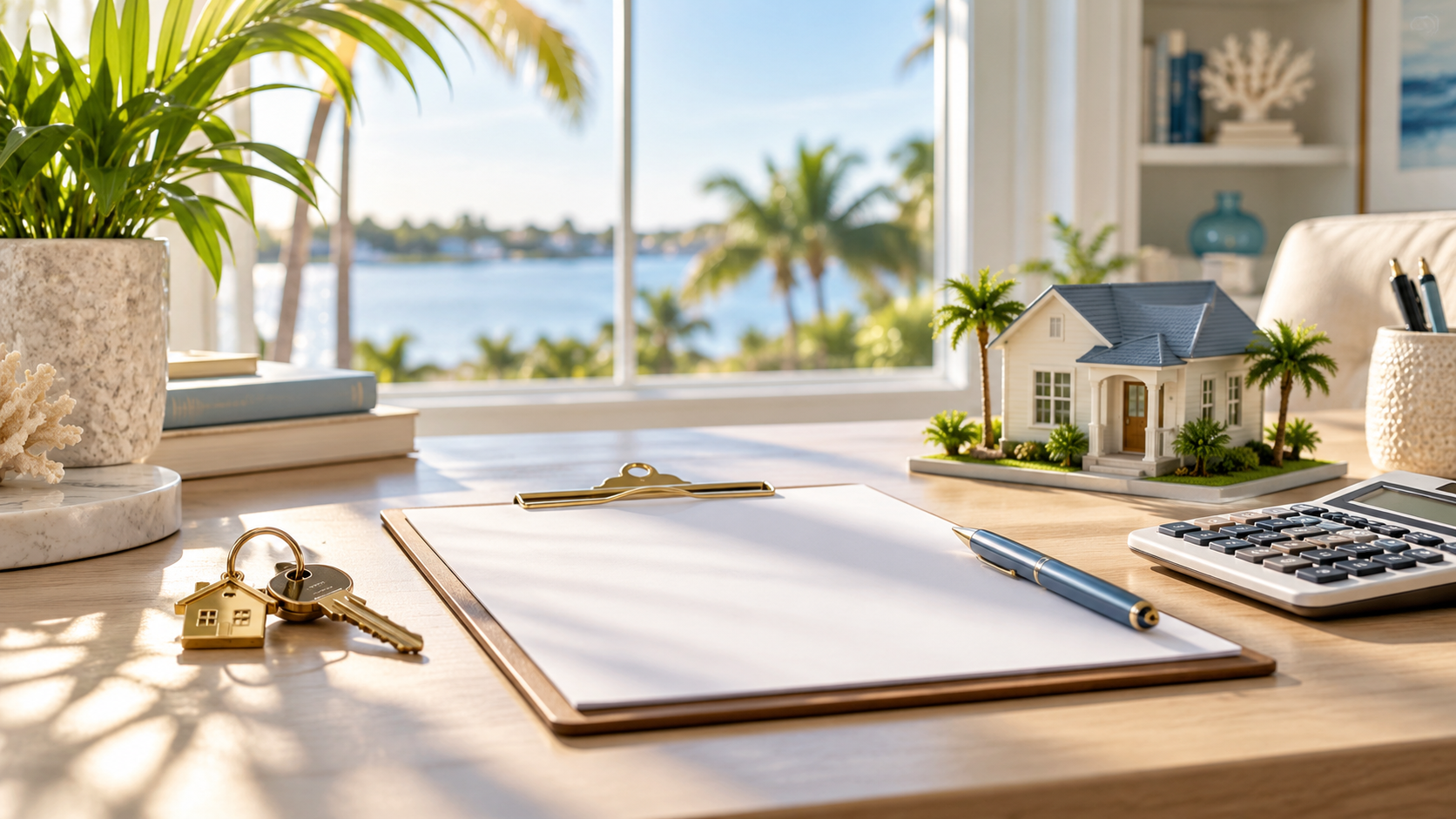 Home key, calculator and model home representing a Naples and Marco Island market update