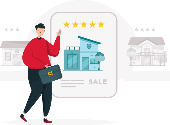 Illustration of Realtor Marketing a Home for Sale