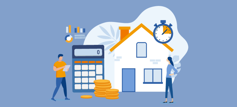 Illustrated couple considering a home selling pricing strategy