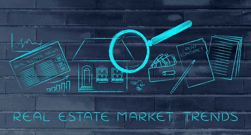 sketched images depicting real estate market trends