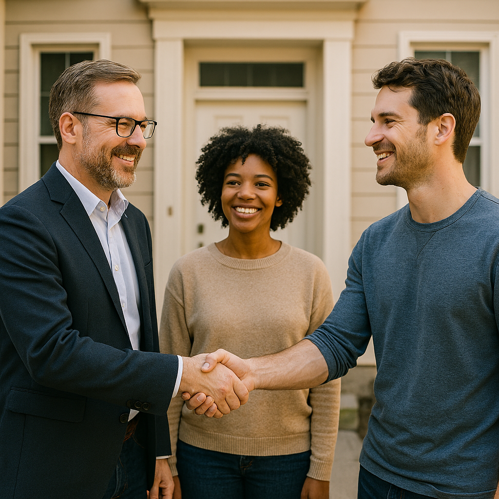 Landlord and tenant shaking hands