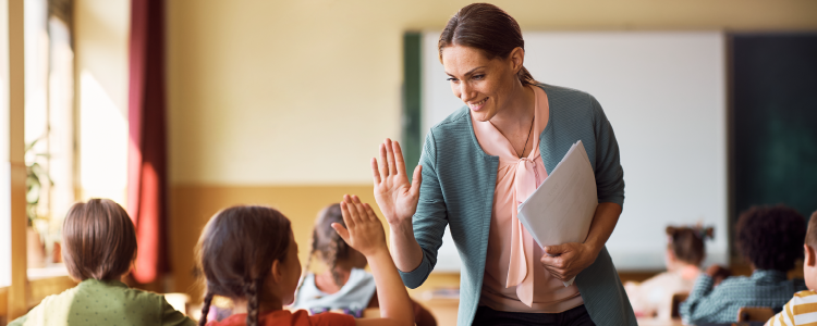 teacher with students