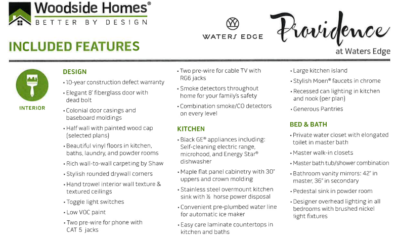 Providence at Waters Edge product features