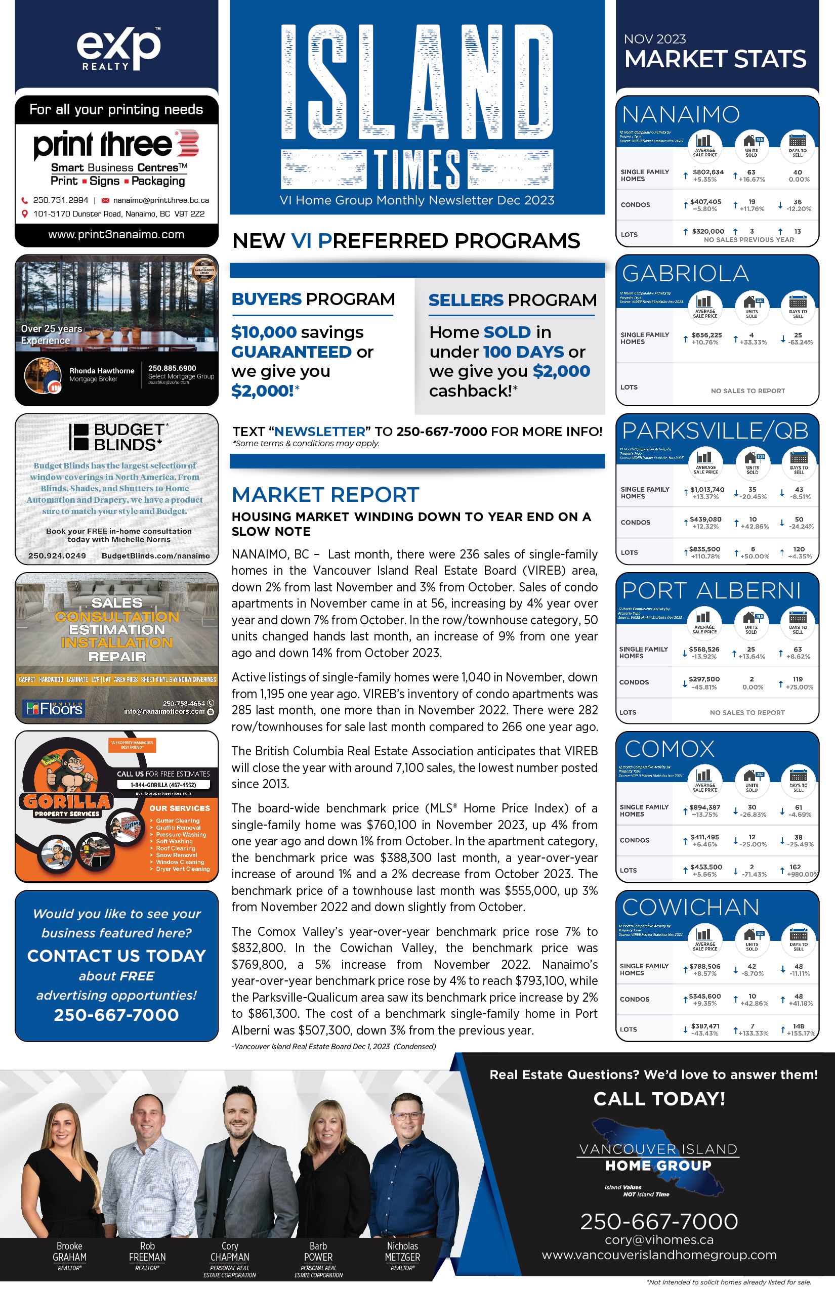 Island Times Newsletter Dec 2023 Page 1
