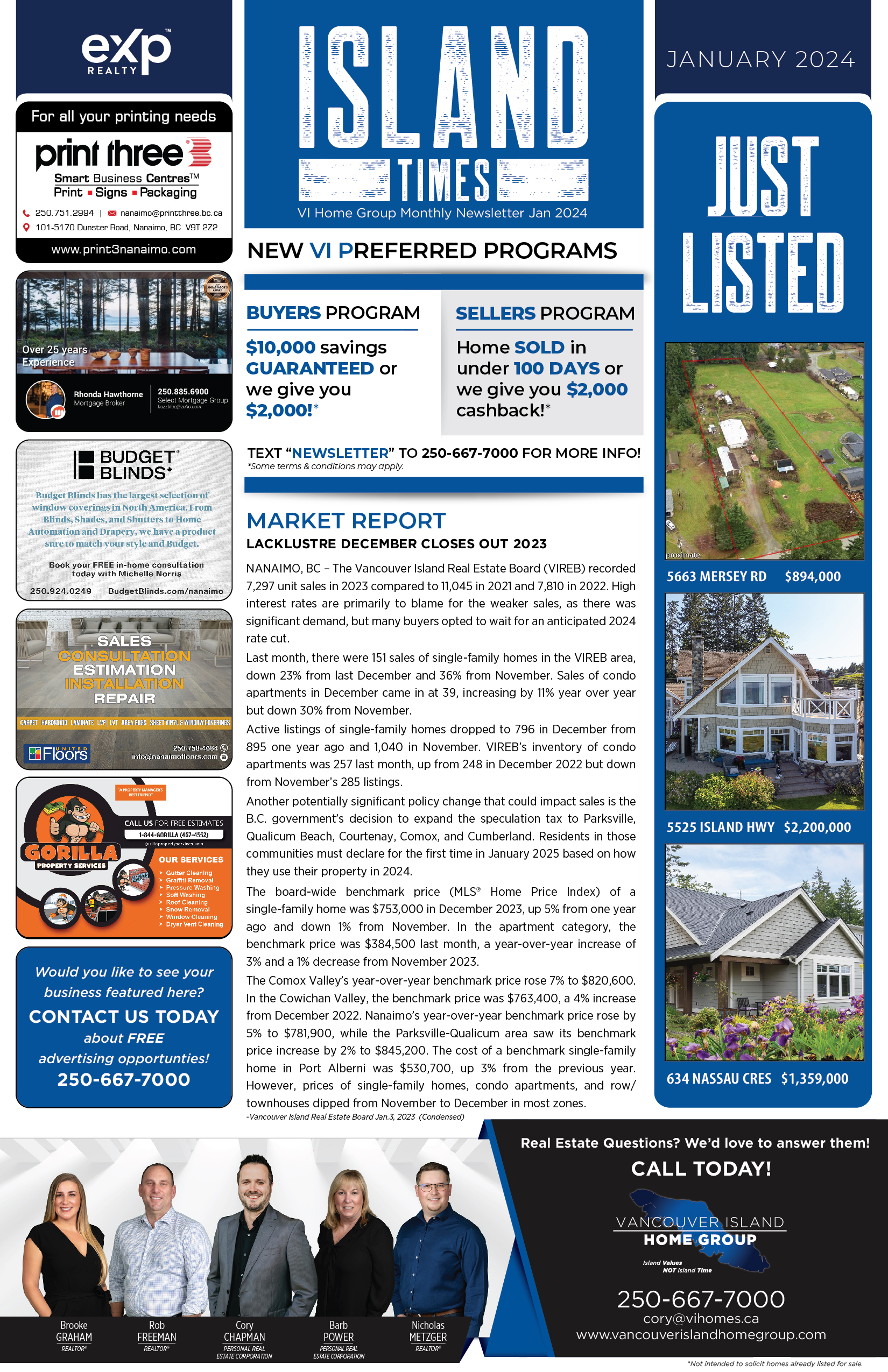 Island Times Newsletter Jan 2024 Page 1