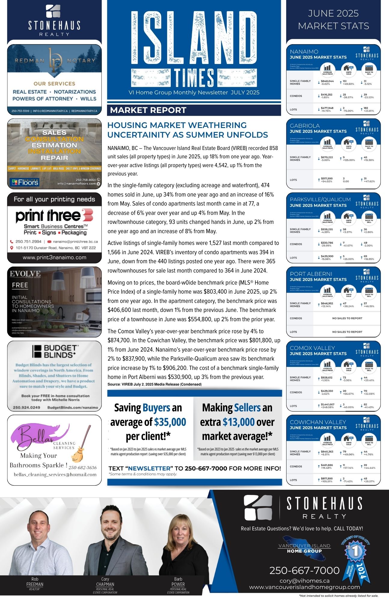 Island Times Newsletter July 2025 Page 1