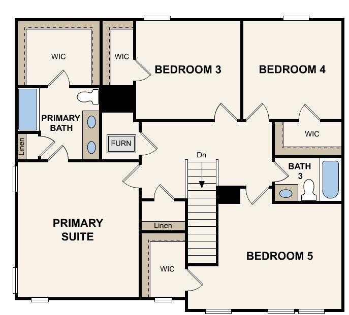 Second story floor plan for 205 River Hill Drive