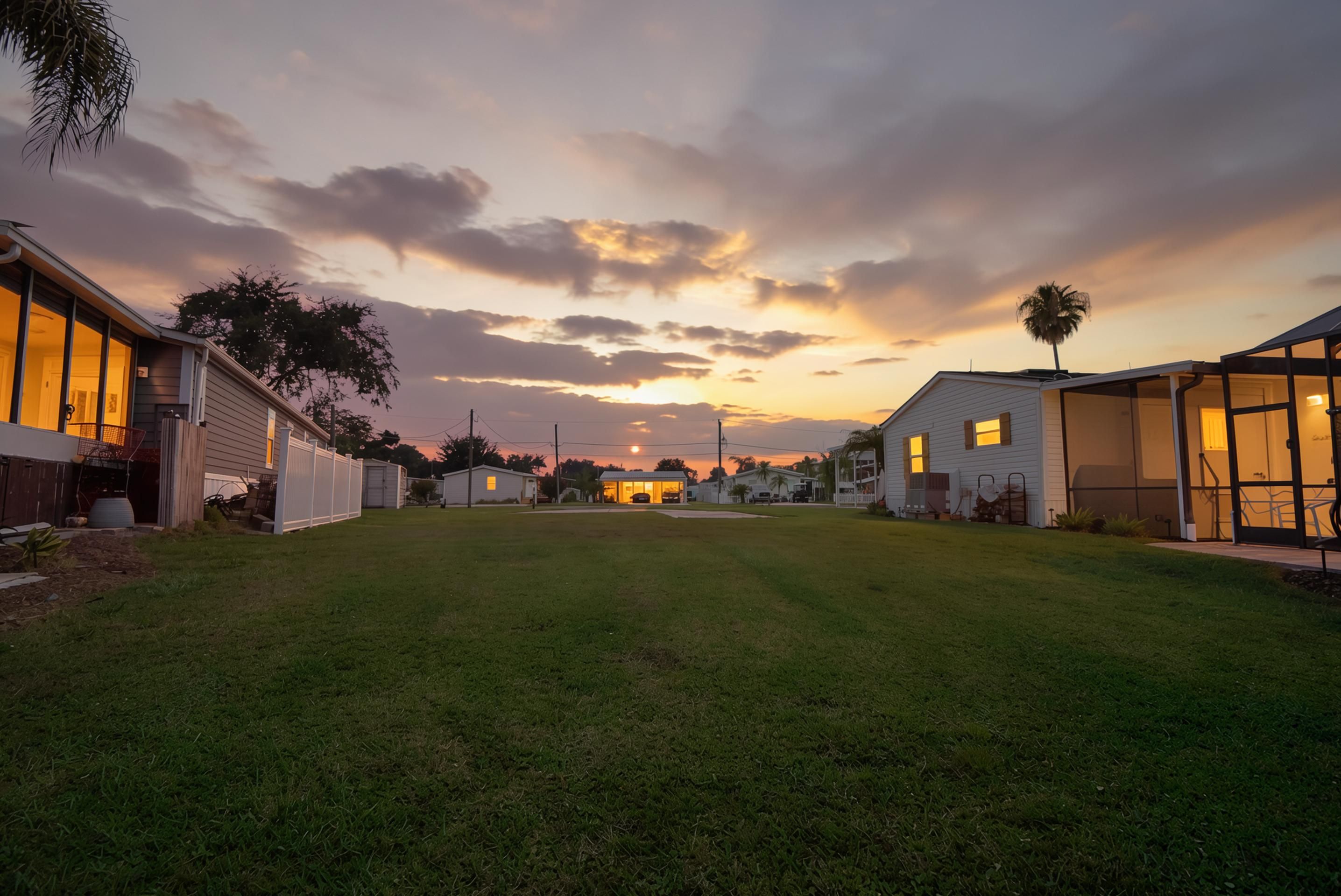 Sunset over 25 Scott Street in Welaka, Florida