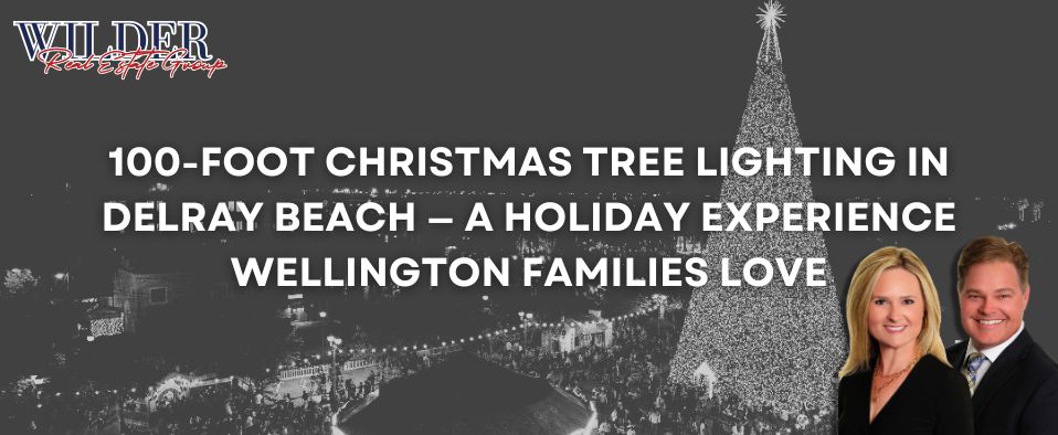 100-foot Christmas tree lighting Delray Beach Old School Square — Wellington FL holiday event families