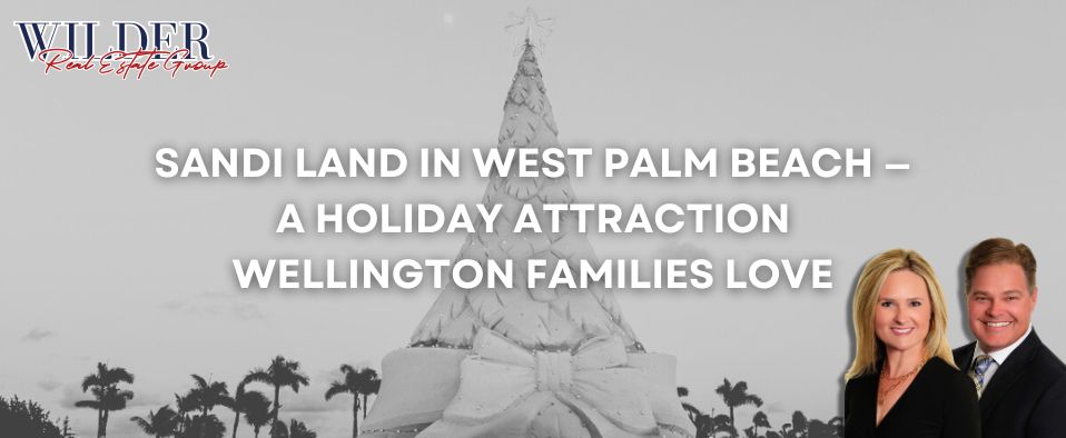 Sandi Land West Palm Beach — Wellington families, 35-foot sand Christmas tree, waterfront holiday attraction