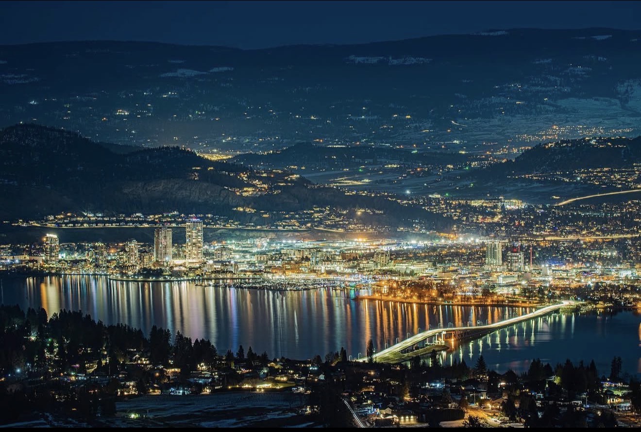 Night photo of Kelowna taken from West Kelowna by James A. Jansen