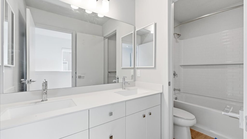 Upstairs bathroom dual vanities