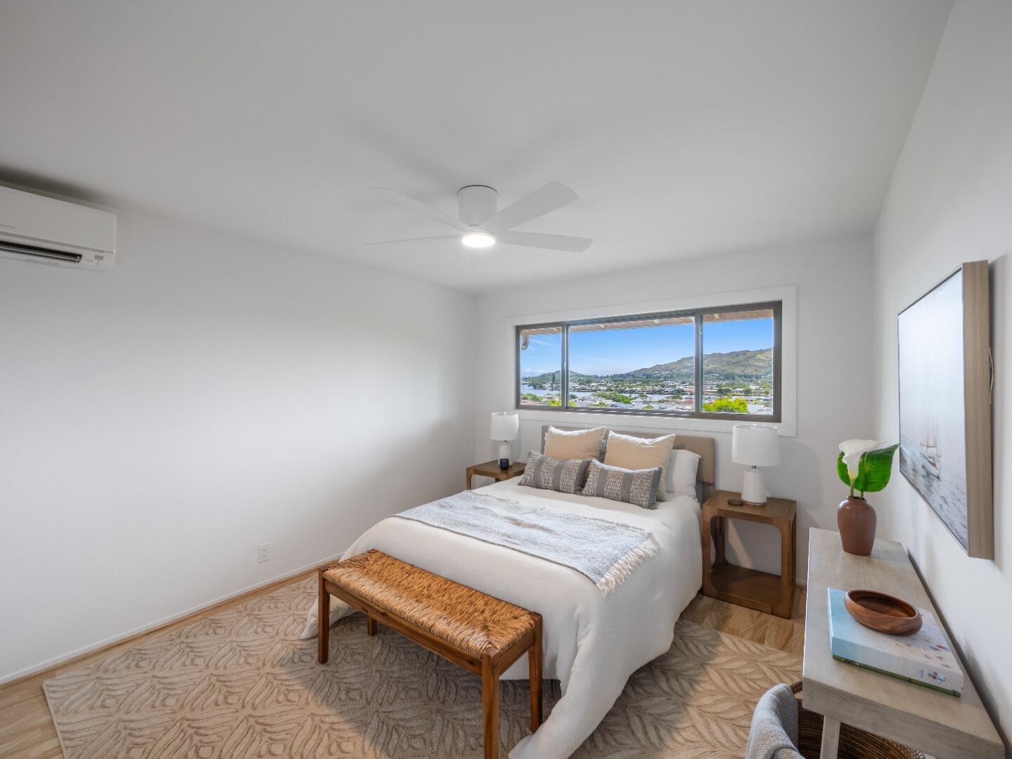 Upstairs primary suite with views